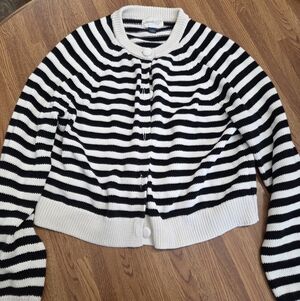 Black and white striped cardigan size small